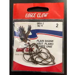 Eagle Claw Plain Shank Hooks Sz2 10ct